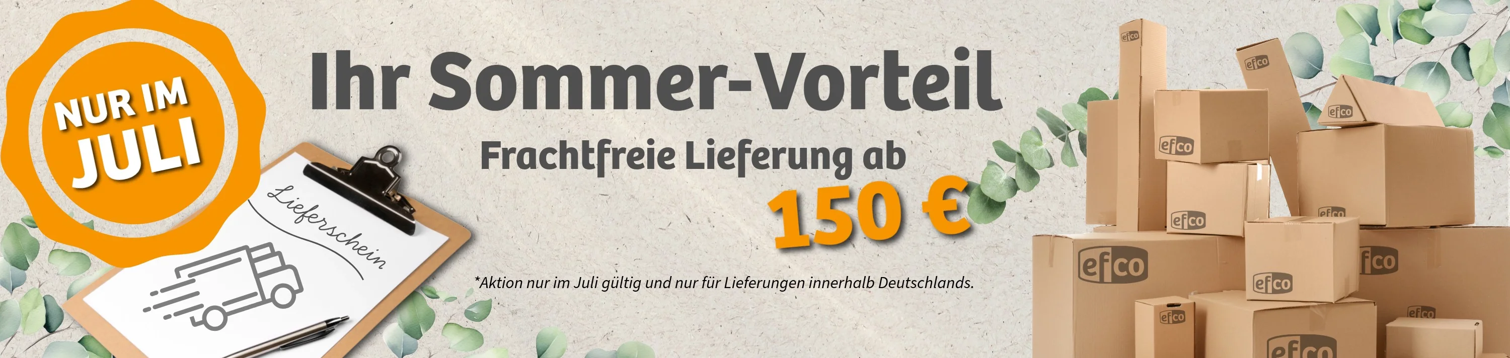 Sommer-Vorteil Aktion für Frachtfreie Lieferung ab 150 Euro