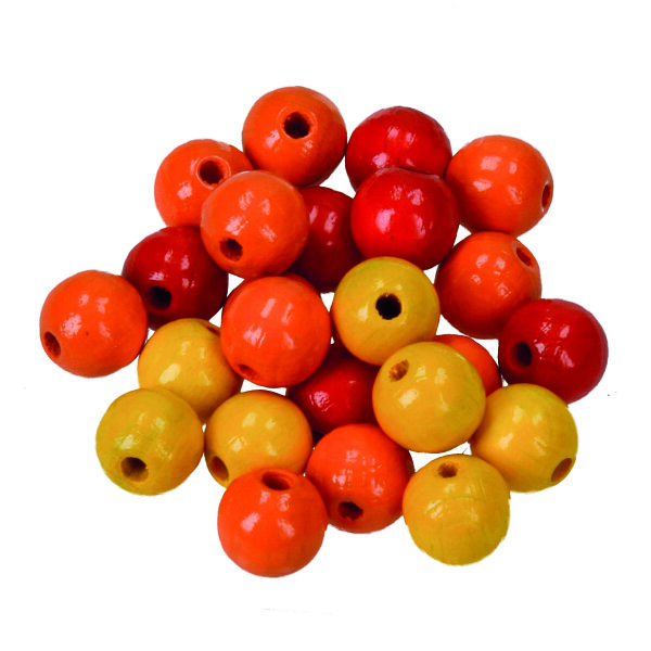 Holzperlen, Ton in Ton, gelbmix, 10 mm / ø 2,5 mm 25 g