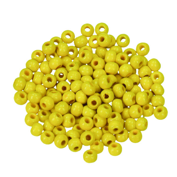 Holzperlen, 6 mm Bohr ø 2,0 mm, gelb, 110 Stk.