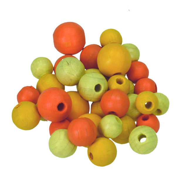 Holzperlen, Größenmix, gelbmix, 8,10,12 mm 25 g