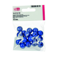 Holzperlen, 14 mm Bohr ø 3,0 mm, blau, 18 Stk.