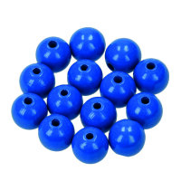 Holzperlen, 14 mm Bohr ø 3,0 mm, mittelblau, 18 Stk.
