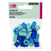 Holzperlen, Farb-Formen-Mix, blaumix, 28 Stk.