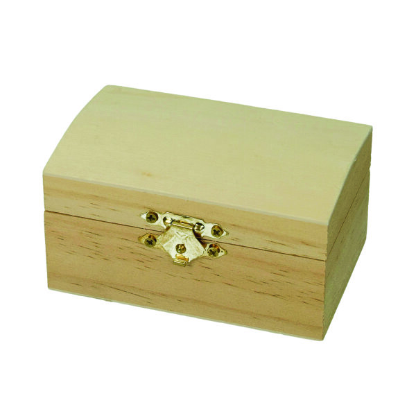 Holztruhe, mit Verschluss, roh 9,5 x 6,5 x 5,3 cm