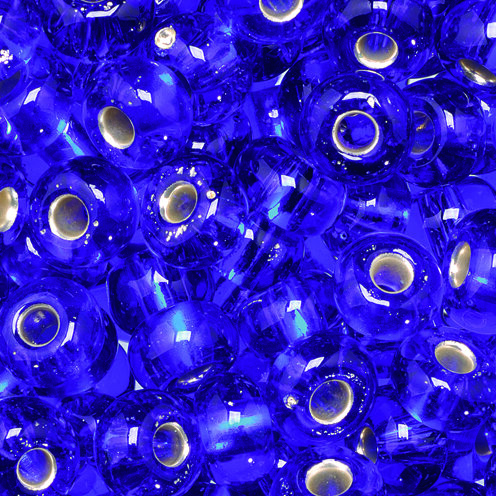 Indianerperlen, Silbereinzug, royalblau, 17 g ø 5,5 mm