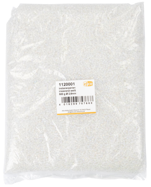 Indianerperlen irisierend  weiß, 500 g ø 2,6 mm