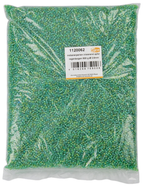 Indianerperlen irisierend  apfel regenbogen, 500 g ø 2,6 mm