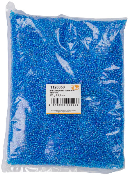Indianerperlen irisierend  hellblau, 500 g ø 2,6 mm