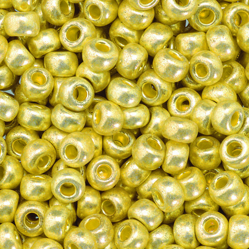 Indianerperlen metallic  altgold, 17 g ø 3,5 mm