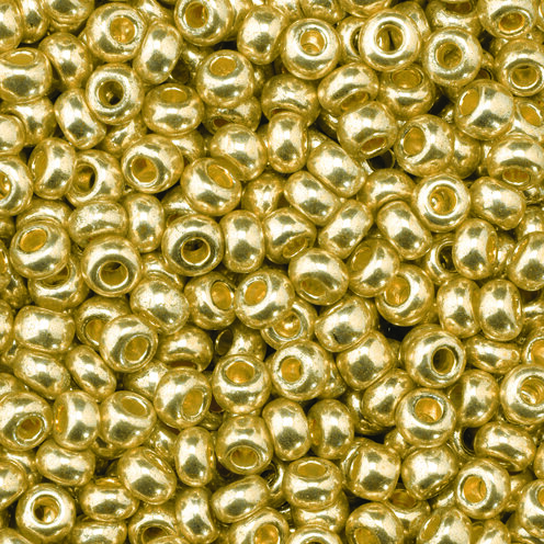 Indianerperlen metallic  altgold, 17 g ø 2,6 mm