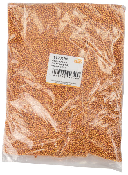 Indianerperlen metallic  rotgold, 500 g ø 2,6 mm