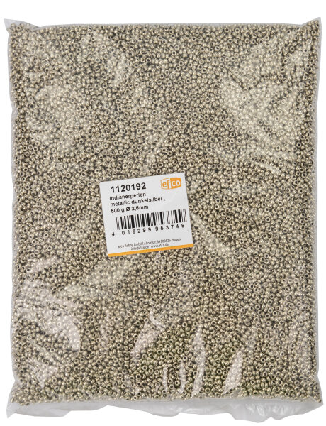 Indianerperlen metallic  dunkelsilber, 500 g ø 2,6 mm
