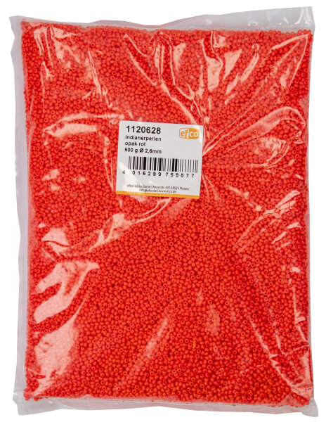 Indianerperlen opak  rot, 500 g ø 2,6 mm