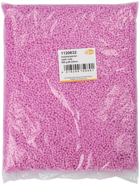 Indianerperlen opak  rosa, 500 g ø 2,6 mm