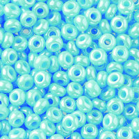 Indianerperlen opal  babyblau, 17 g ø 2,6 mm