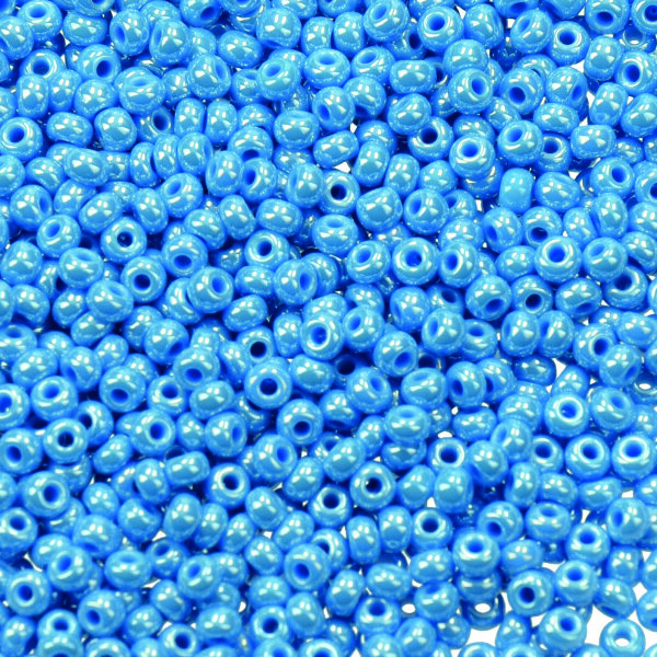 Indianerperlen opal  azurblau, 17 g ø 2,6 mm