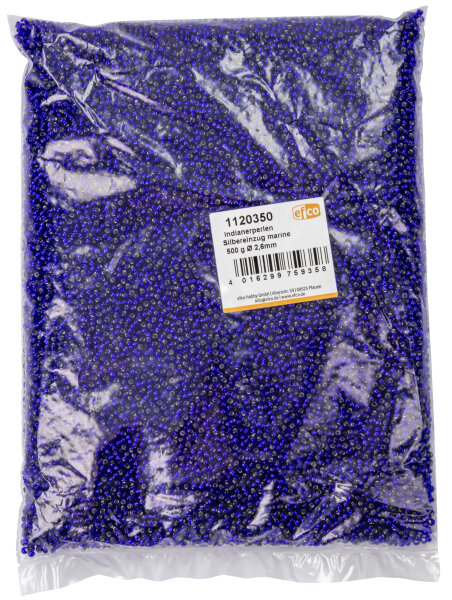 Indianerperlen Silbereinzug  marine, 500 g ø 2,6 mm