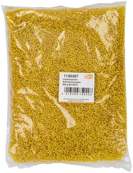 Indianerperlen Silbereinzug  gelb, 500 g ø 2,6 mm