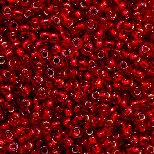 Indianerperlen Silbereinzug  dunkelrot, 17 g ø 2,6 mm