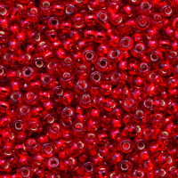 Indianerperlen Silbereinzug  rot, 17 g ø 2,6 mm