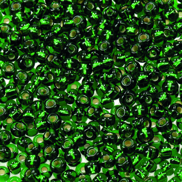 Indianerperlen Silbereinzug  blattgrün, 17 g ø 3,5 mm