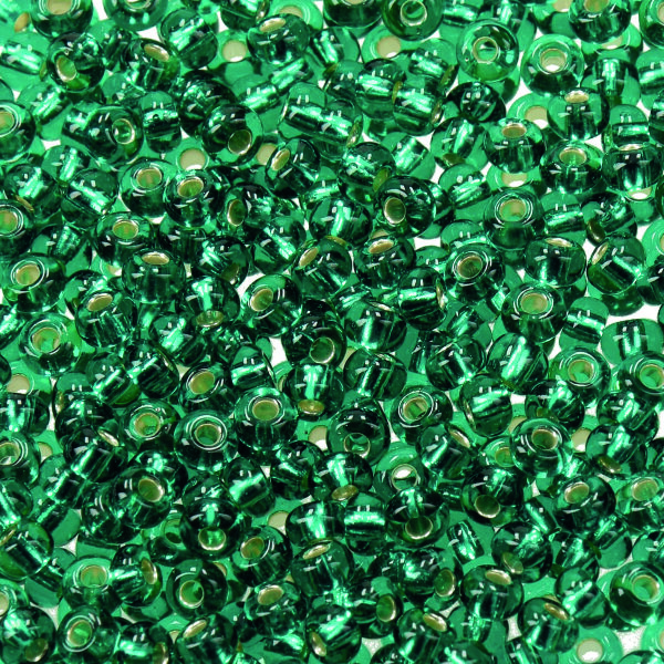 Indianerperlen Silbereinzug  smaragd, 17 g ø 3,5 mm