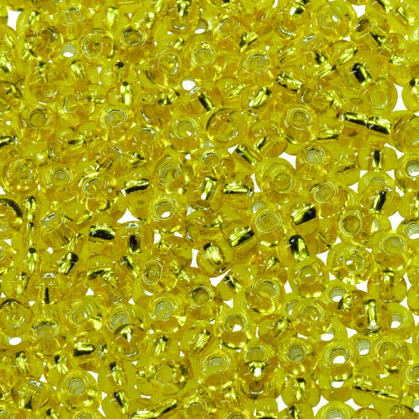 Indianerperlen Silbereinzug  gelb, 17 g ø 3,5 mm