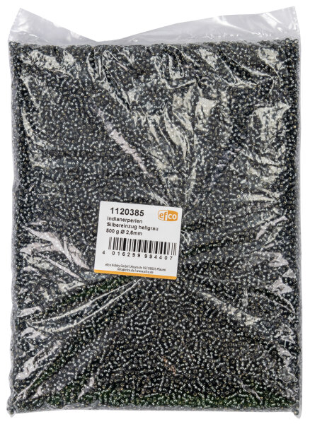 Indianerperlen Silbereinzug  hellgrau, 500 g ø 2,6 mm