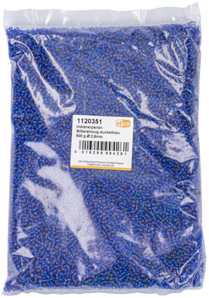 Indianerperlen Silbereinzug  dunkelblau, 500 g ø 2,6 mm