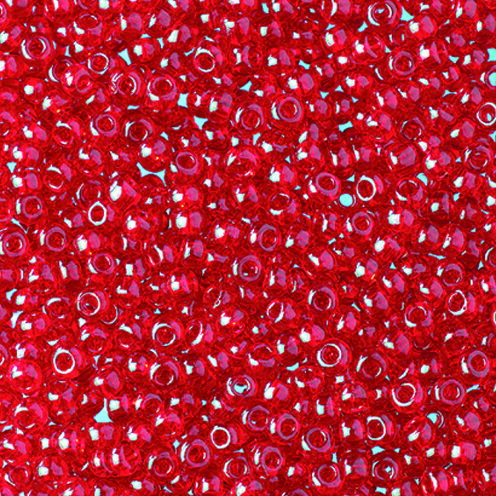 Indianerperlen transparent  rot, 17 g ø 2,6 mm