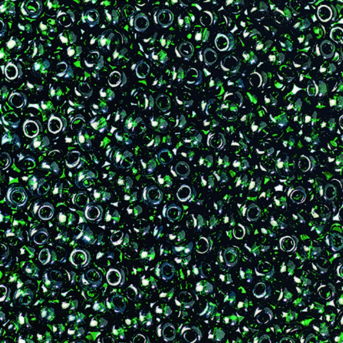 Indianerperlen transparent  dunkelgrün, 500 g ø 2,6 mm