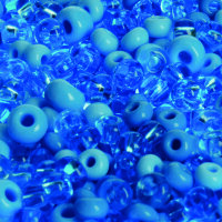Indianerperlenmix, Ton in Ton opak / transparent, azurblau sortiert, 100 g