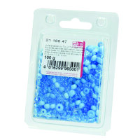 Indianerperlenmix, Ton in Ton opak / transparent, azurblau sortiert, 100 g