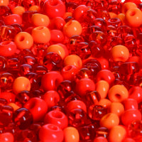 Indianerperlenmix, Ton in Ton opak / transparent, orange sortiert, 100 g