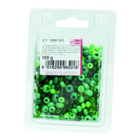 Indianerperlenmix, Ton in Ton opak / transparent, grün sortiert, 100 g