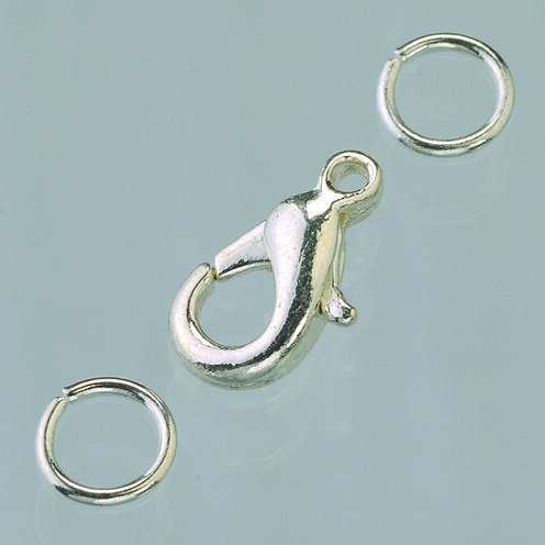 Karabiner, mit Ösen, versilbert, 2 St.