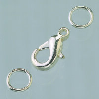 Karabiner, mit Ösen, versilbert, 2 St.