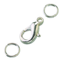 Karabiner, mit Ösen, versilbert, 2 St.