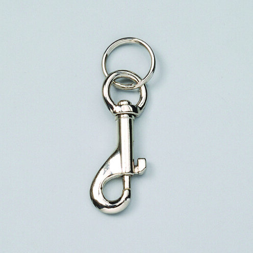 Karabinerhaken, mit Schlüsselring, vernickelt