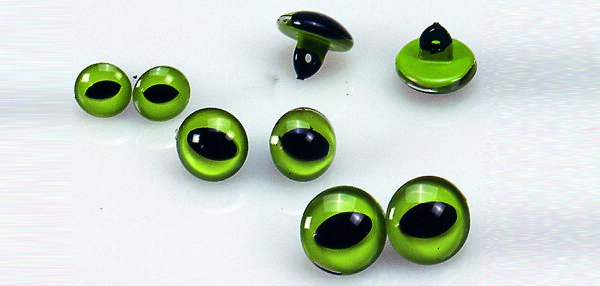 Katzenaugen, mit Öse, Kunststoff, grün, ø 10 mm 50 Stk.