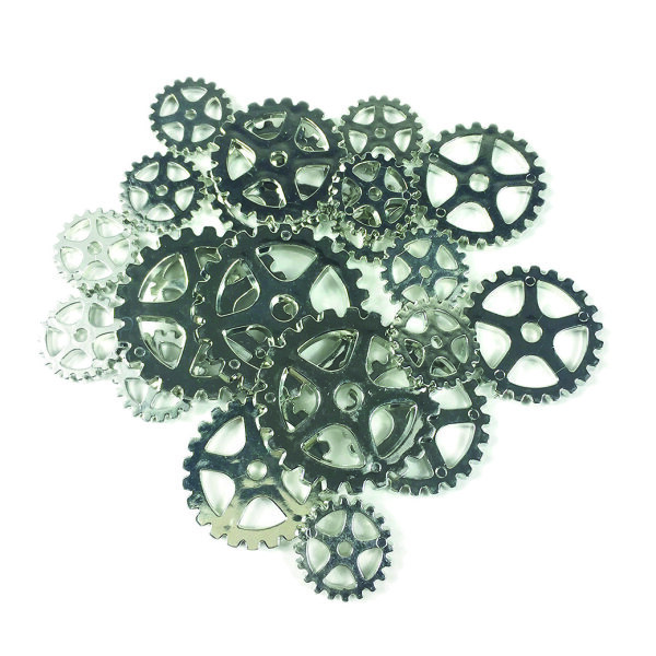 Knopf, Gears, silber, 20 Stk.