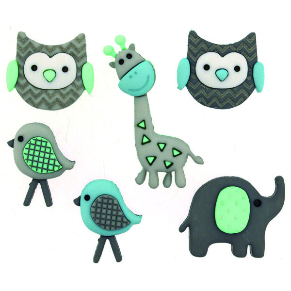 Knopf, Jungle Baby, bunt, 6 Stk.