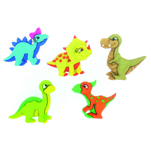 Knopf, Dino Mite, bunt, 5 Stk.