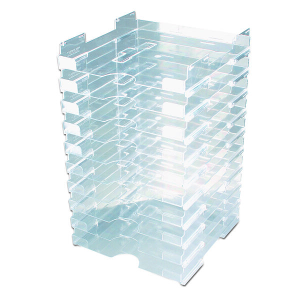 Kunststoffdisplay stapelbar, für Papiere 10 Fächer