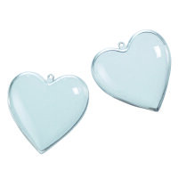 Kunststoffherz, teilbar (PS), glasklar 80 mm 25 St