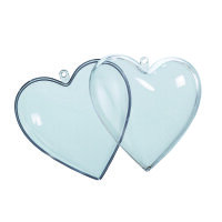 Kunststoffherz, teilbar (PS), glasklar 80 mm 25 St