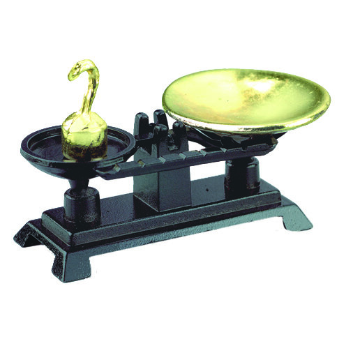 Miniatur, Küchenwaage, schwarz/gold, 3 - teilig