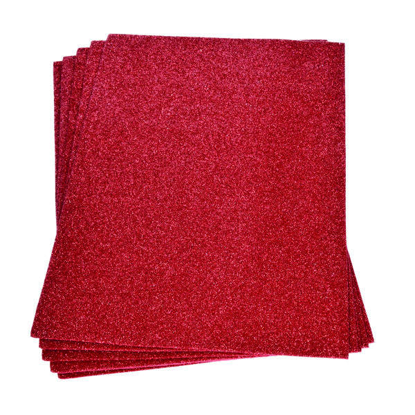 Moosgummiplatte Glitter  rot  200 x 300 x 2 mm