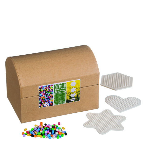 NABBI® BioBeads, biologisch abbaubar, 10 Farben Mix, 7.000 Stk. / 3 Legeplatten