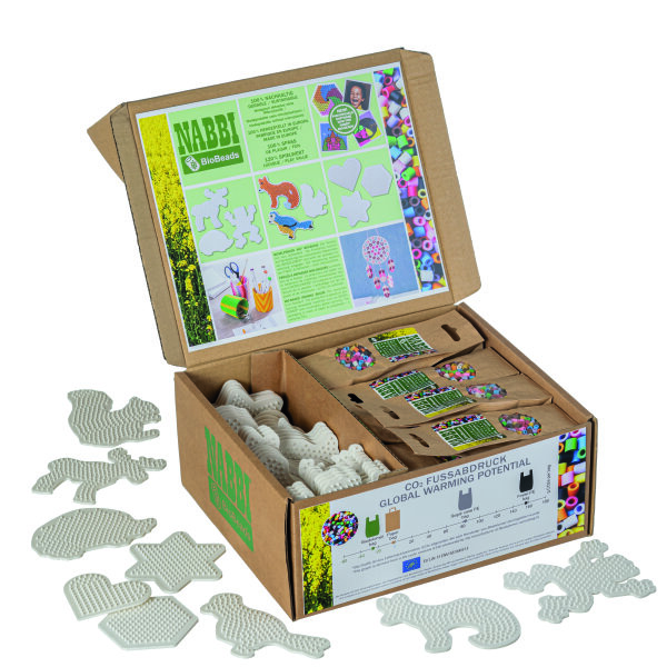 NABBI® BioBeads, Display biologisch abbaubar, 10 Farben Mix, 24 x 1000 Stk. / 9 x 5 Platten